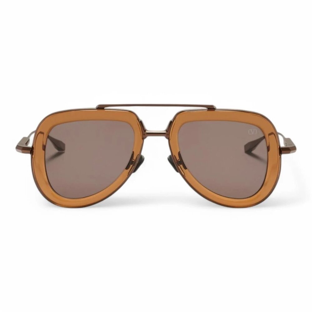 NEW VALENTINO SUNGLASSES BROWN MEN AVIATOR EYEWEAR VALENTINO VLS-129D
